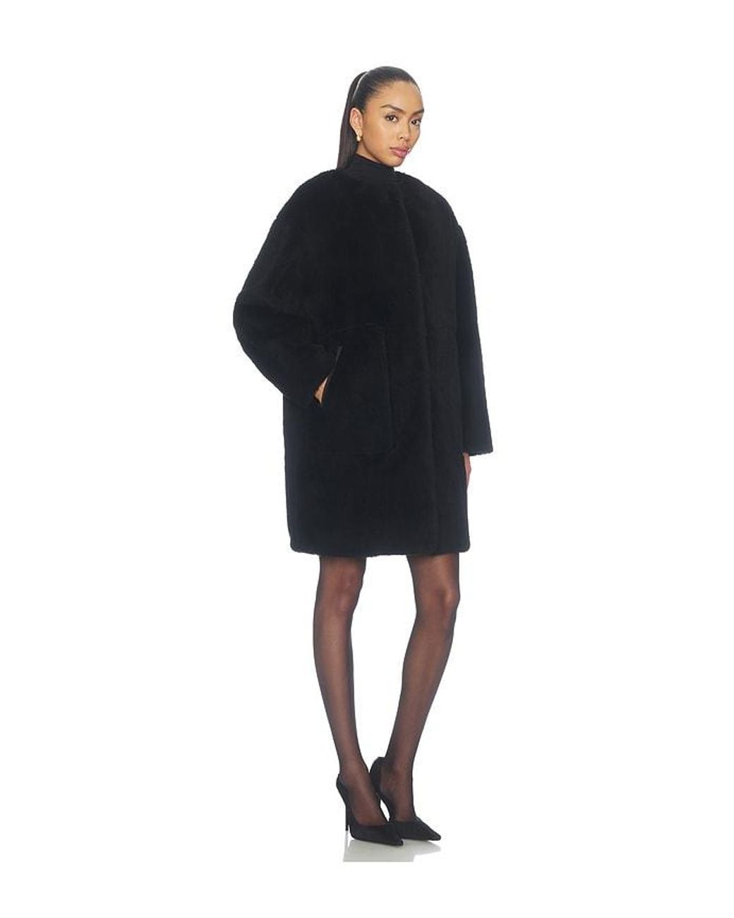 Citizens of Humanity Black Martina Long Sherpa Coat