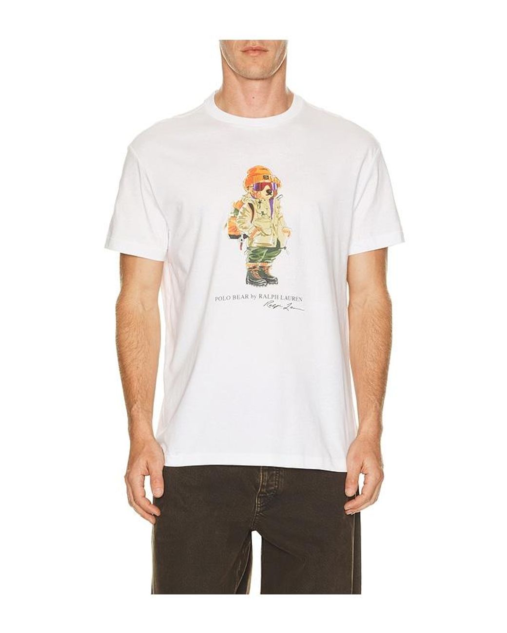 Polo Ralph Lauren White Short Sleeve Jersey Knit Novelty Rocks Bear Graphic T-Shirt for men