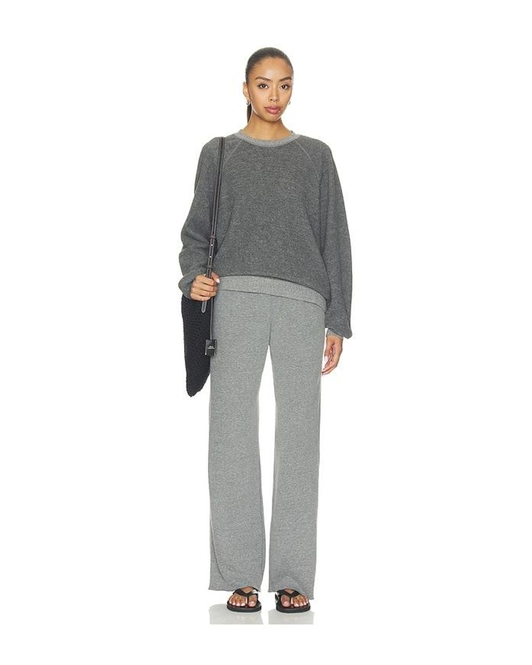 PERFECTWHITETEE Gray Oversized Ziggy Inside Out Fleece Crewneck Sweatshirt