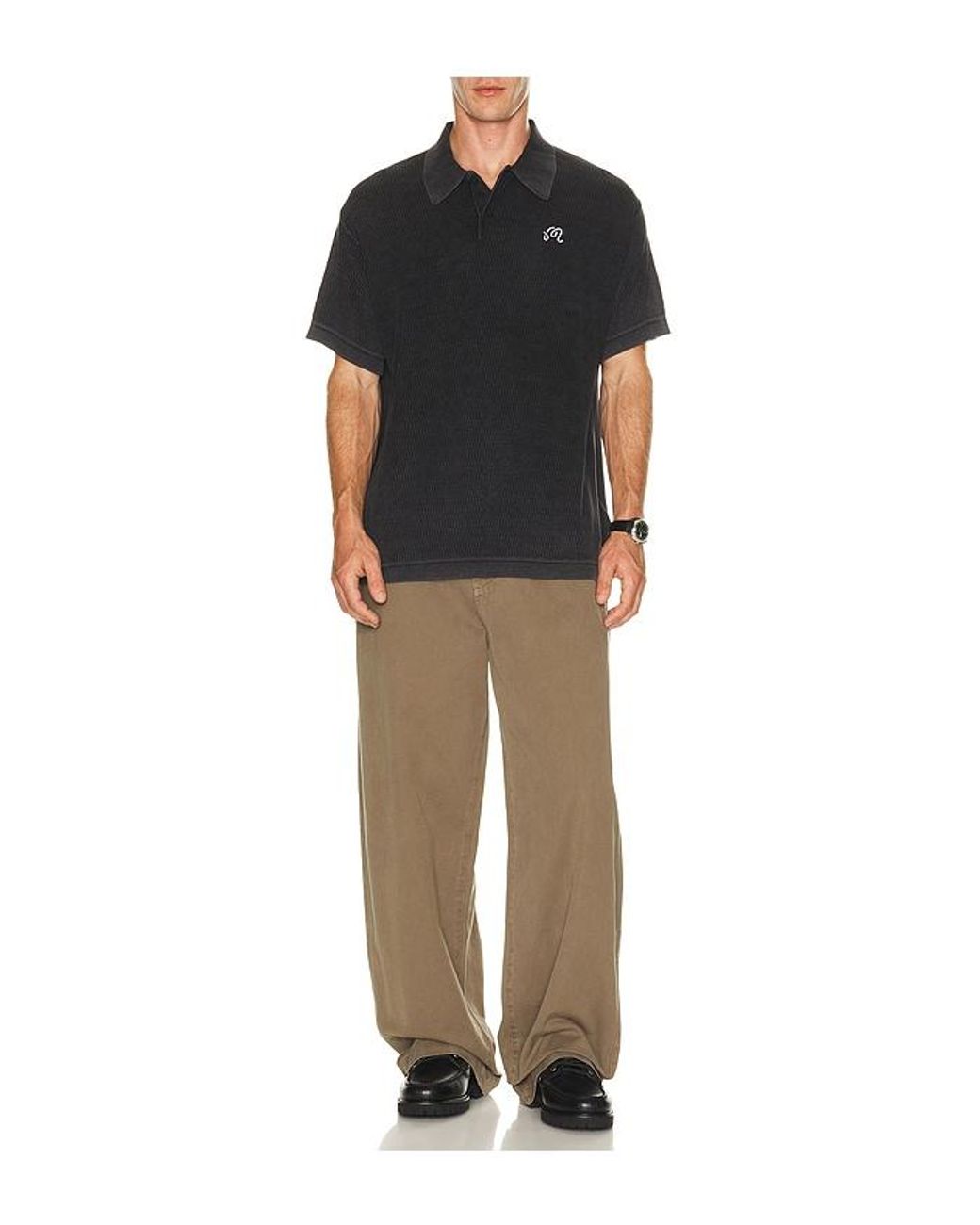 Malbon Black Brickwork Polo for men