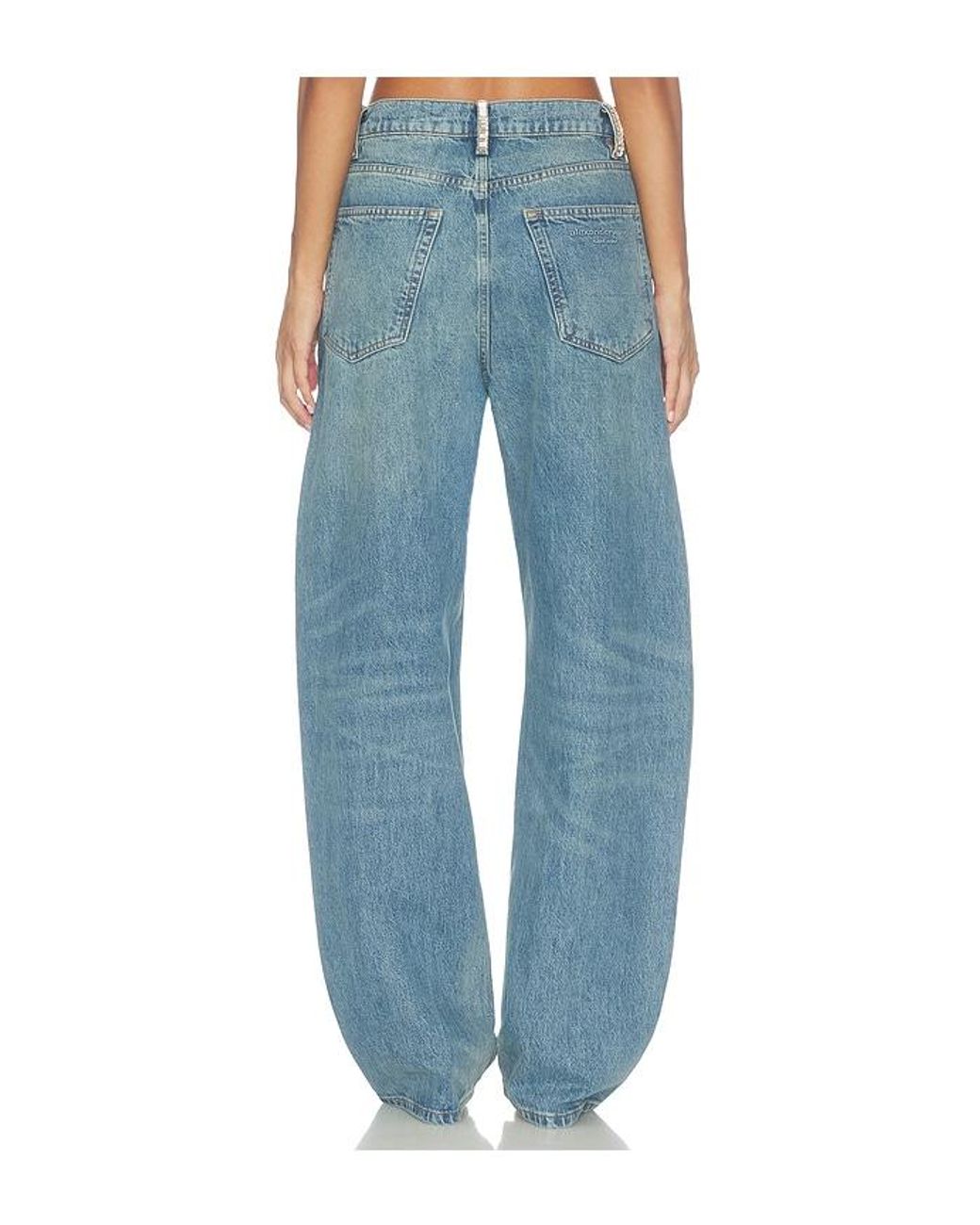Alexander Wang Blue Float Mid Rise Relaxed Jeans With Crystal Beltloops