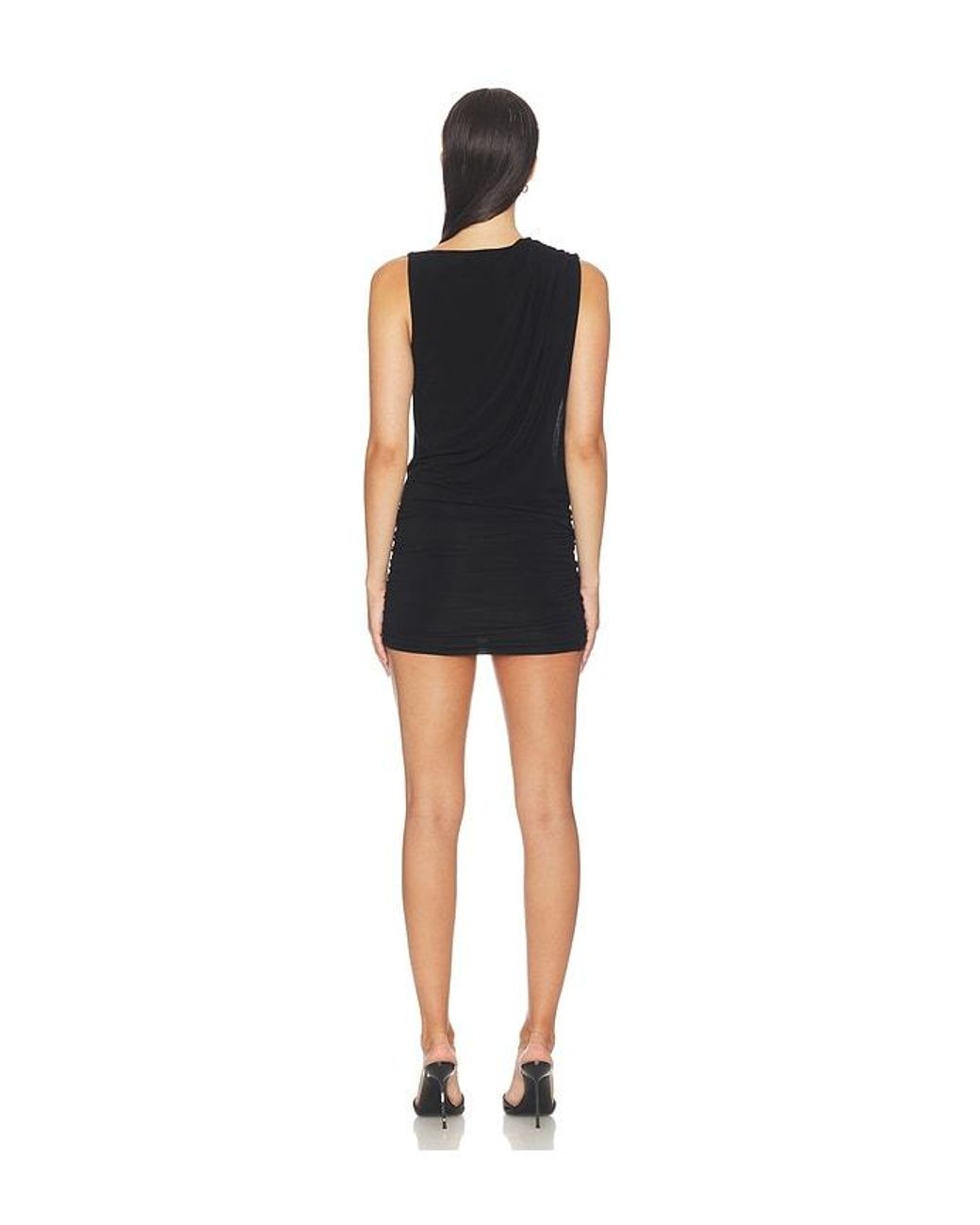 HAELO Black Asymmetric Cowl Mini Dress