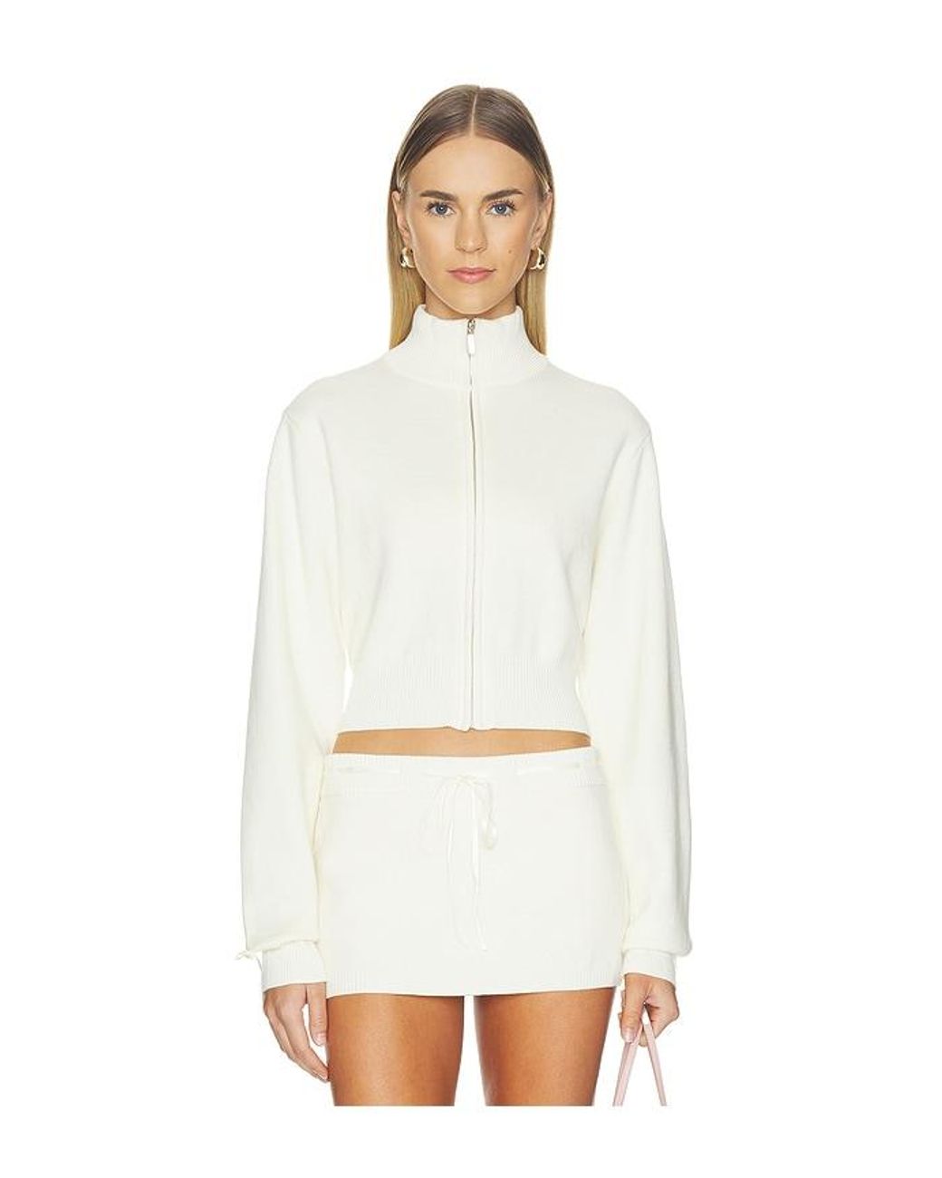 Amelie Teje White Gianna Zip Up Cardigan