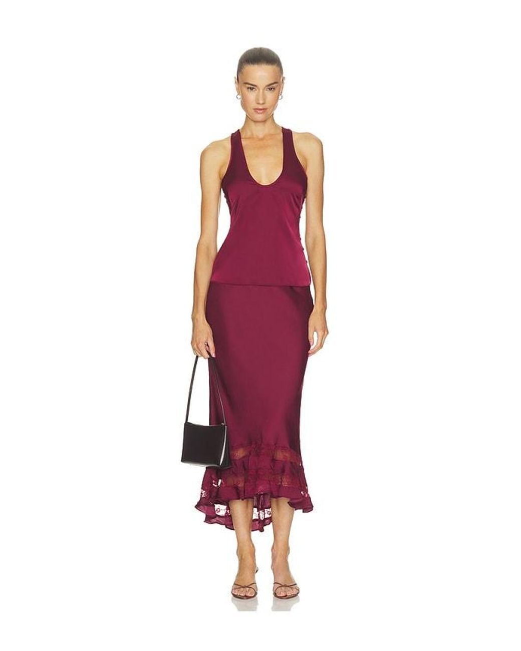Free People Red Long Lost Lover Skirt