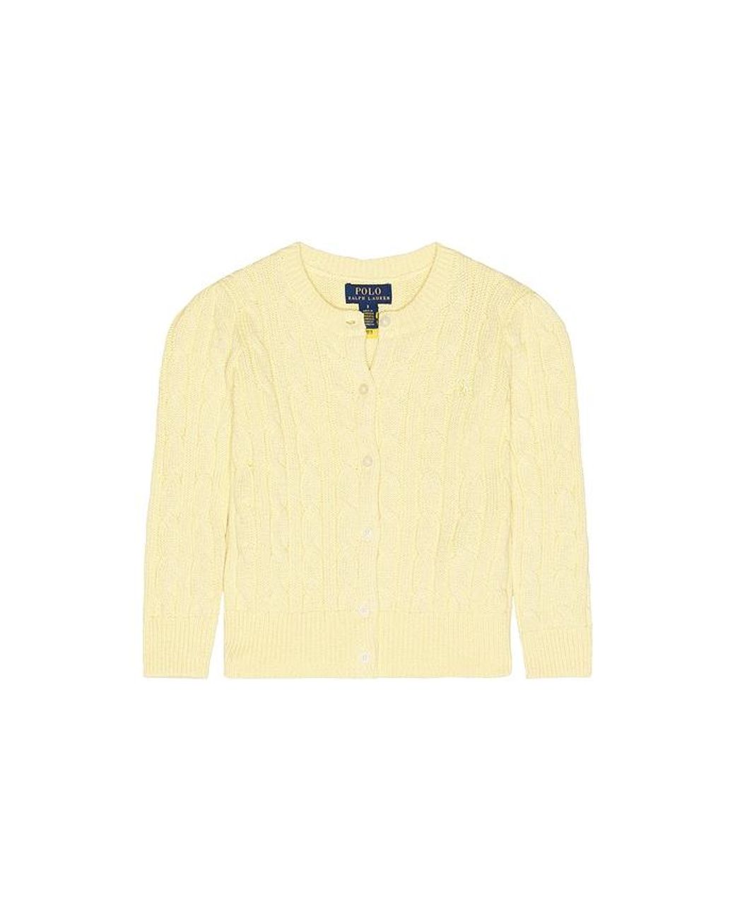 Polo Ralph Lauren Yellow Long Sleeve Cotton Cable Knit Cardigan