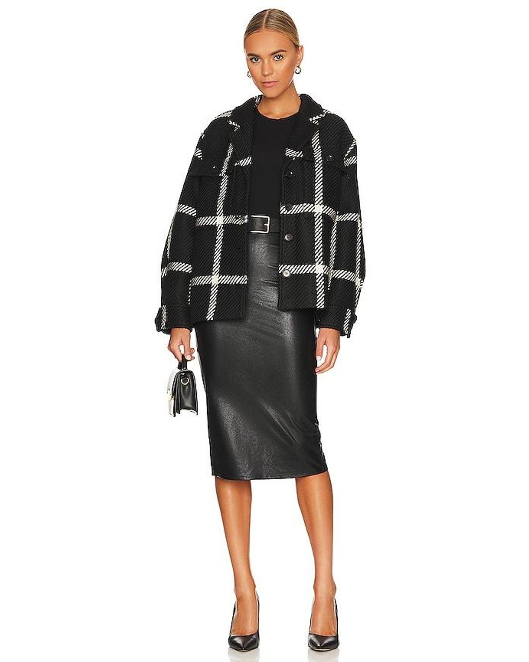 Commando Black Faux Leather Midi Skirt