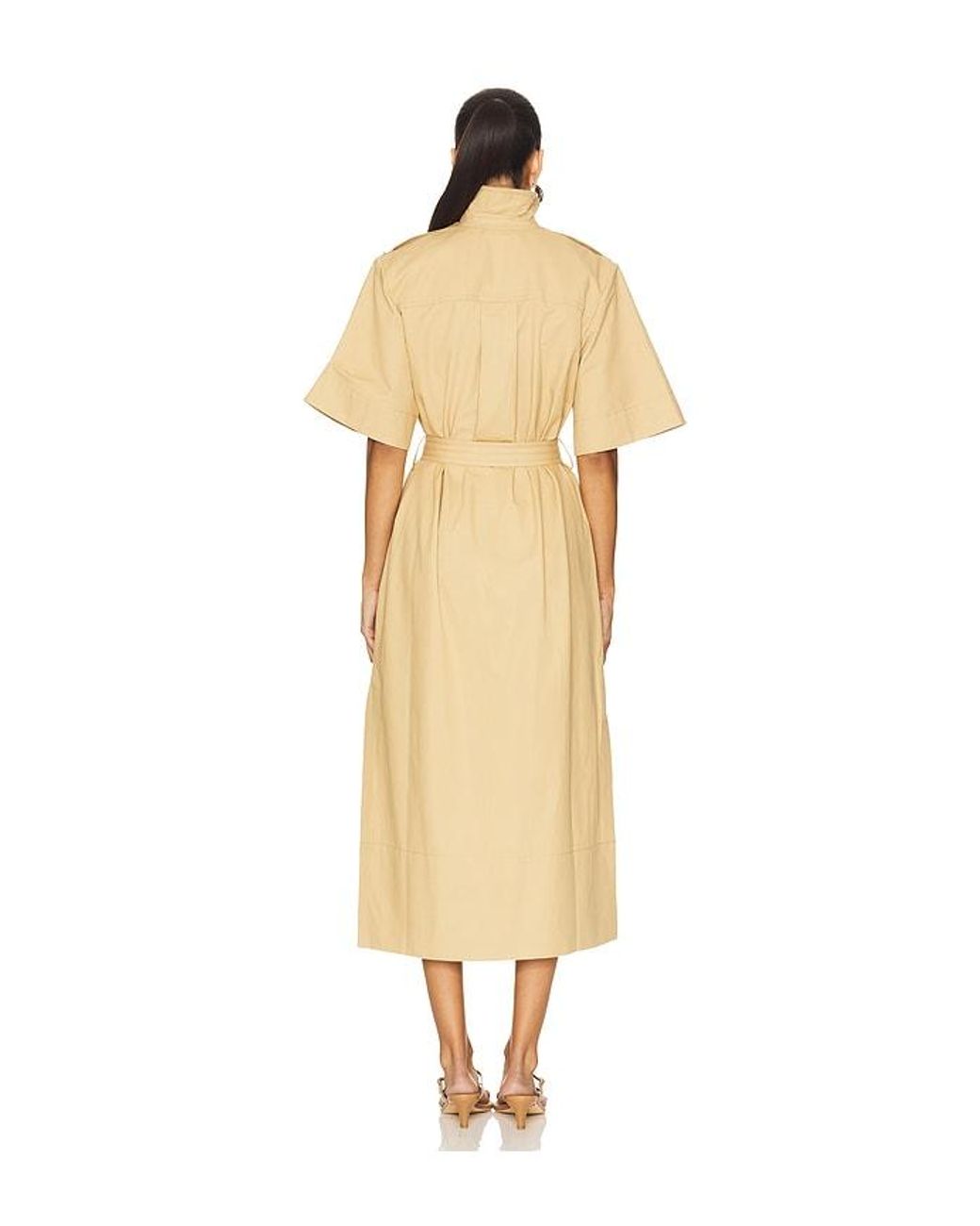 Ganni Natural Classic Summer Suiting Cowl Neck Long Dress