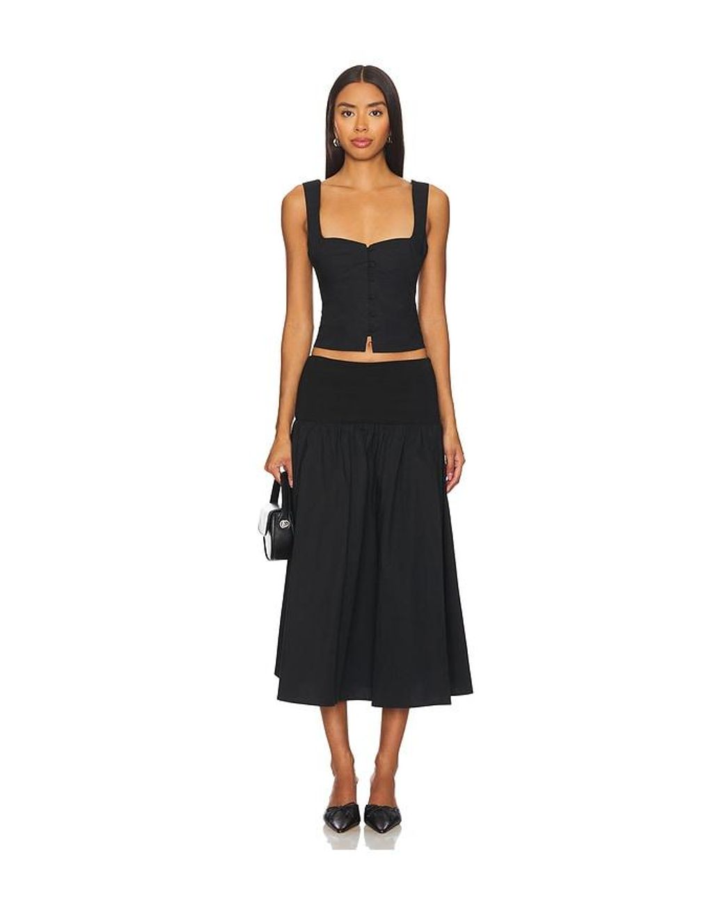 Tularosa Black Button-Front Poplin Blouse