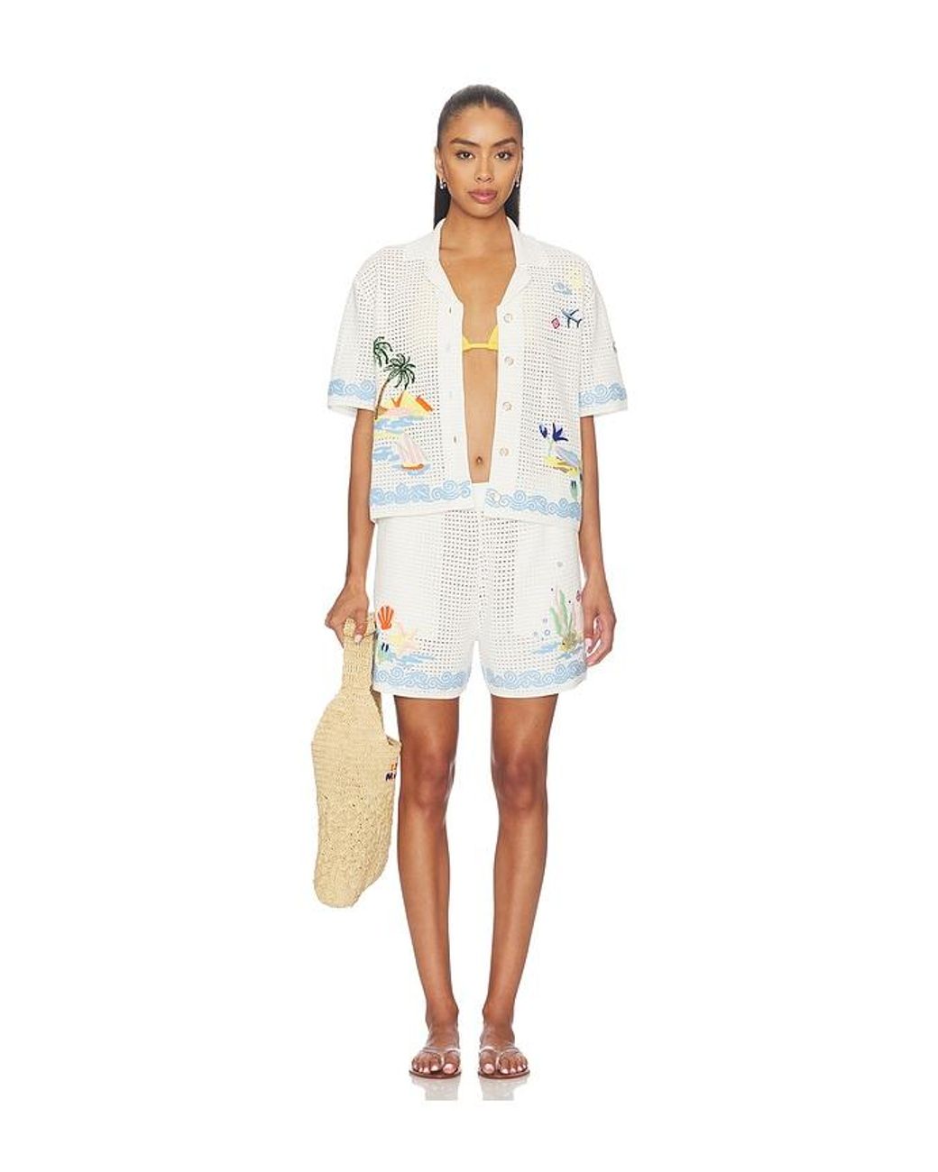 Casablanca White Crochet Beach Shirt