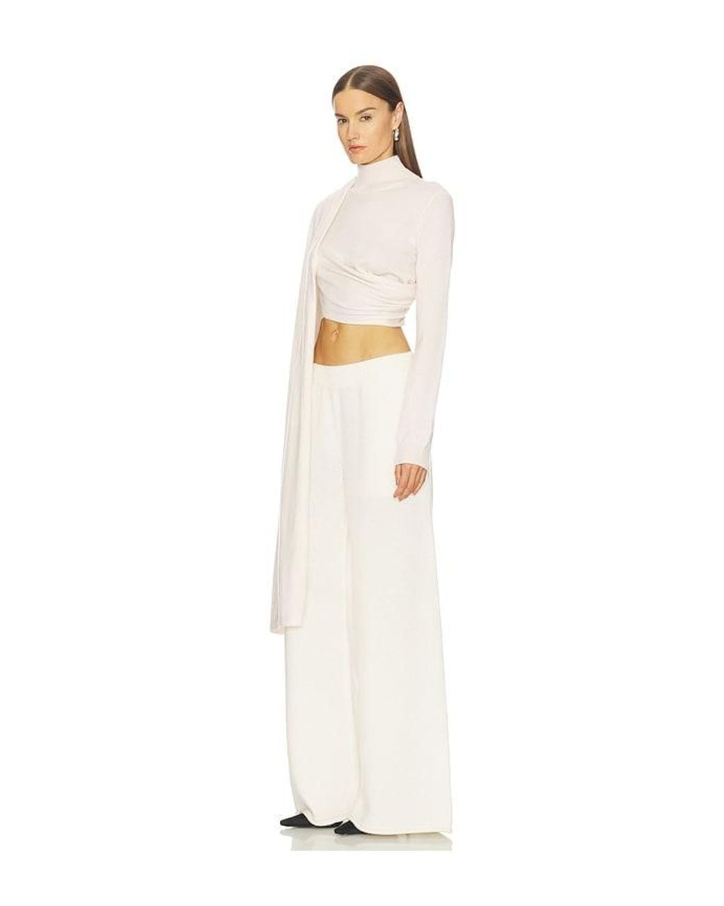 SRG White Jetta Cashmere Draped Scarf Turtleneck