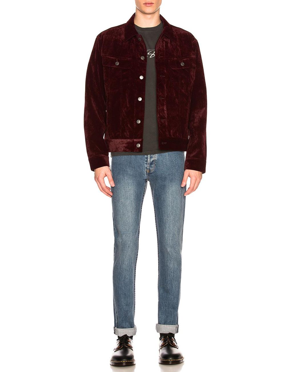 Stussy Velvet Trucker in Burgundy 