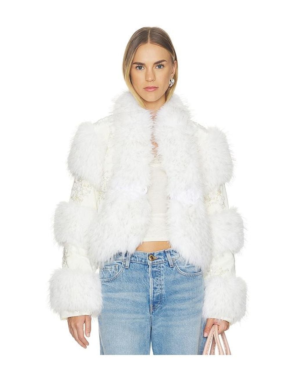 Kim Shui White Kyla Faux Fur Coat