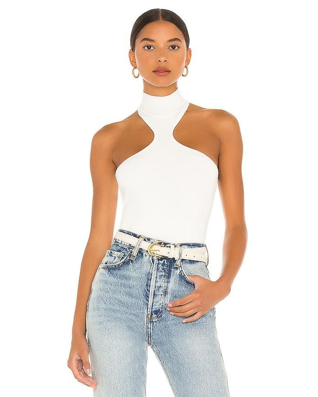 superdown White Kallie Halter Bodysuit
