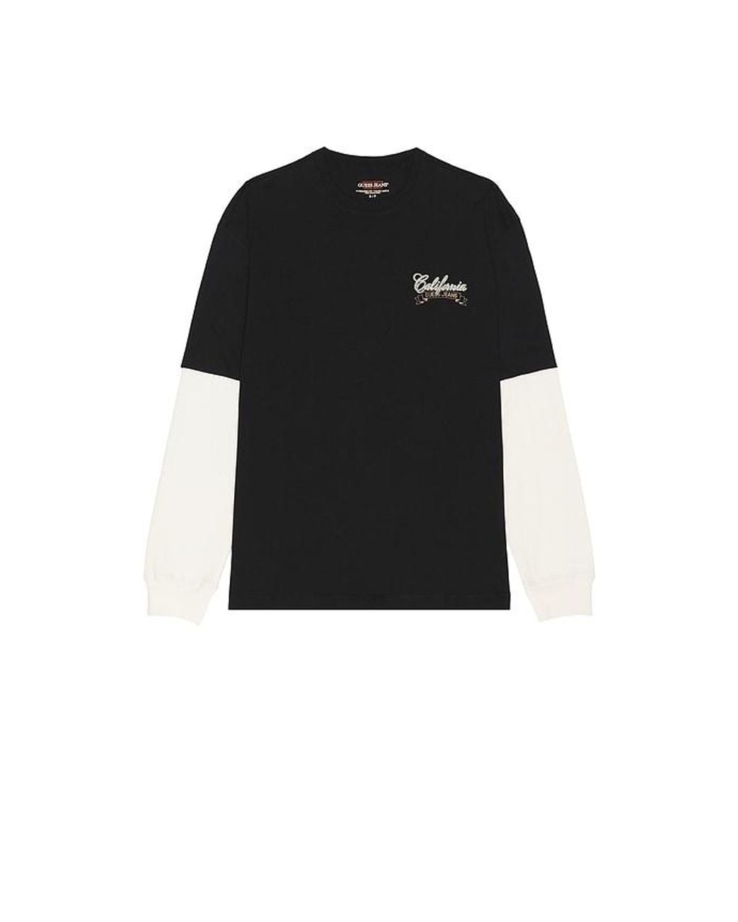 Guess Black Double Layered Mountain Tee for men
