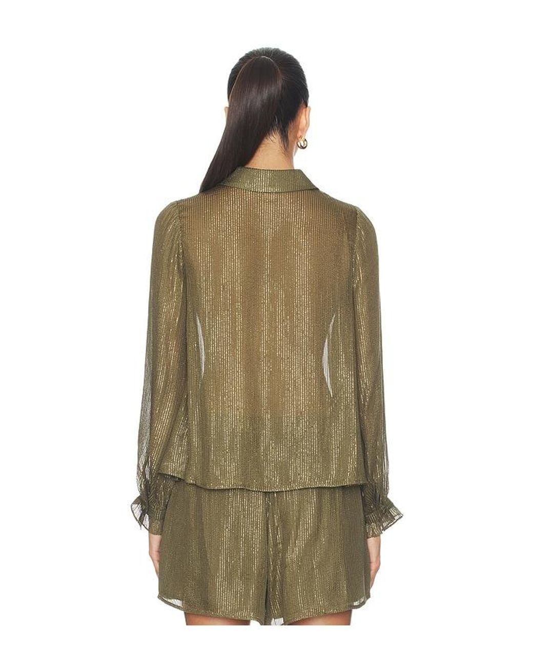 Cami NYC Green Niecey Metallic Chiffon Blouse