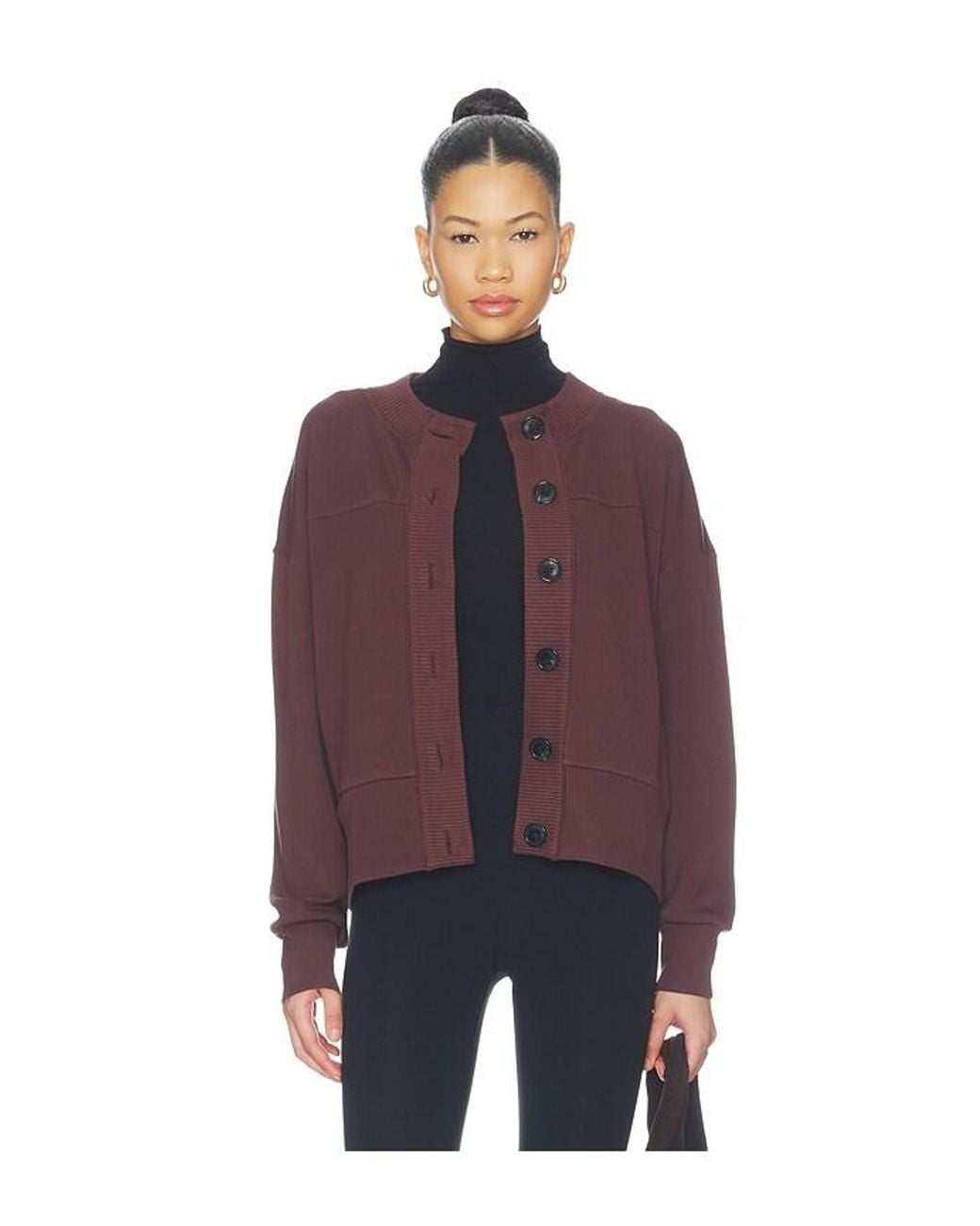 Varley Purple Olwen Button Front Sweater