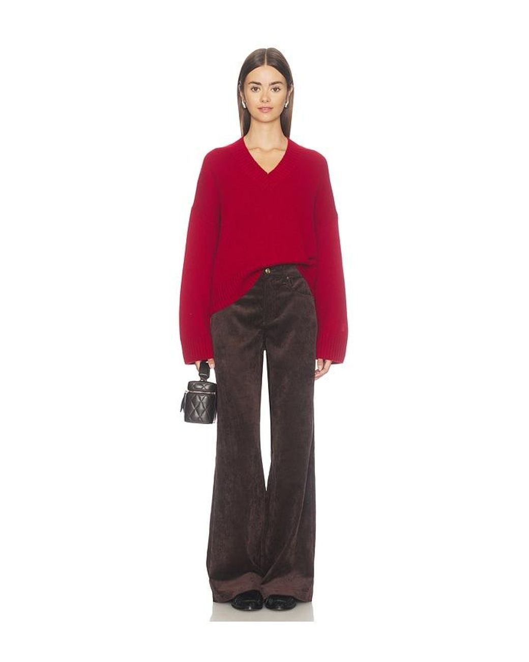 VIR VITA Red Filippa Cashmere V Neck Sweater
