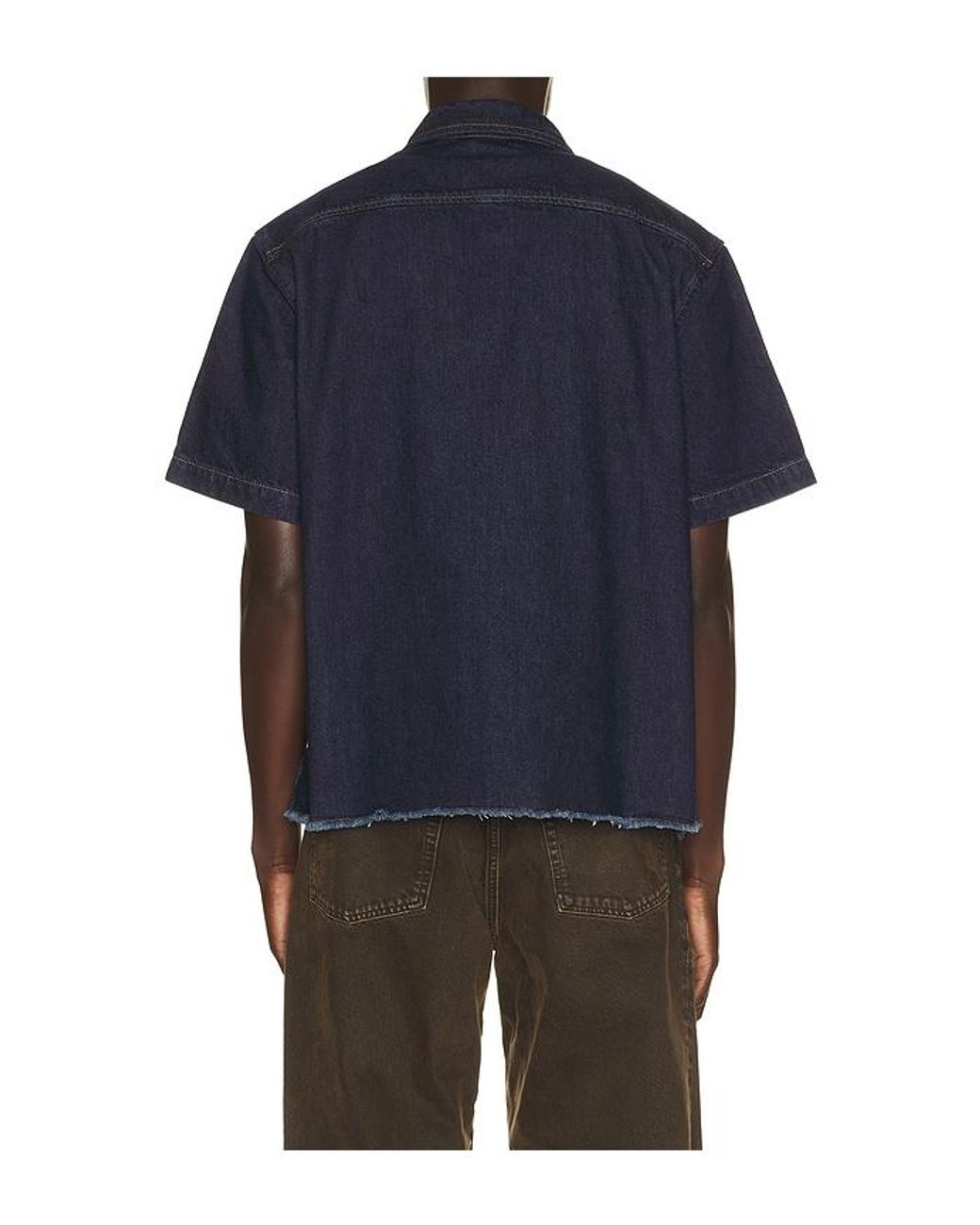 Percival Blue Harley Denim Cropped Boxy Shirt for men