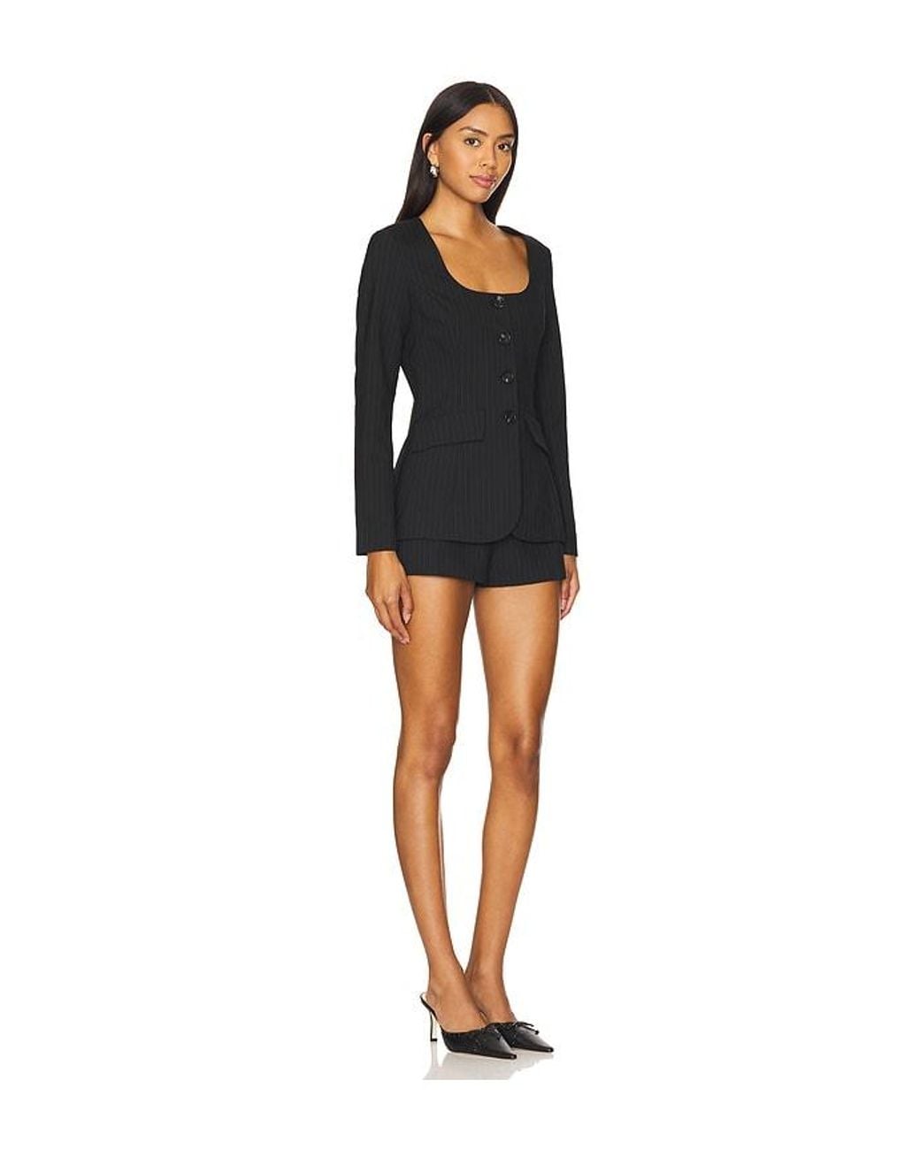 Amanda Uprichard Black X Revolve Long Sleeve Kya Romper