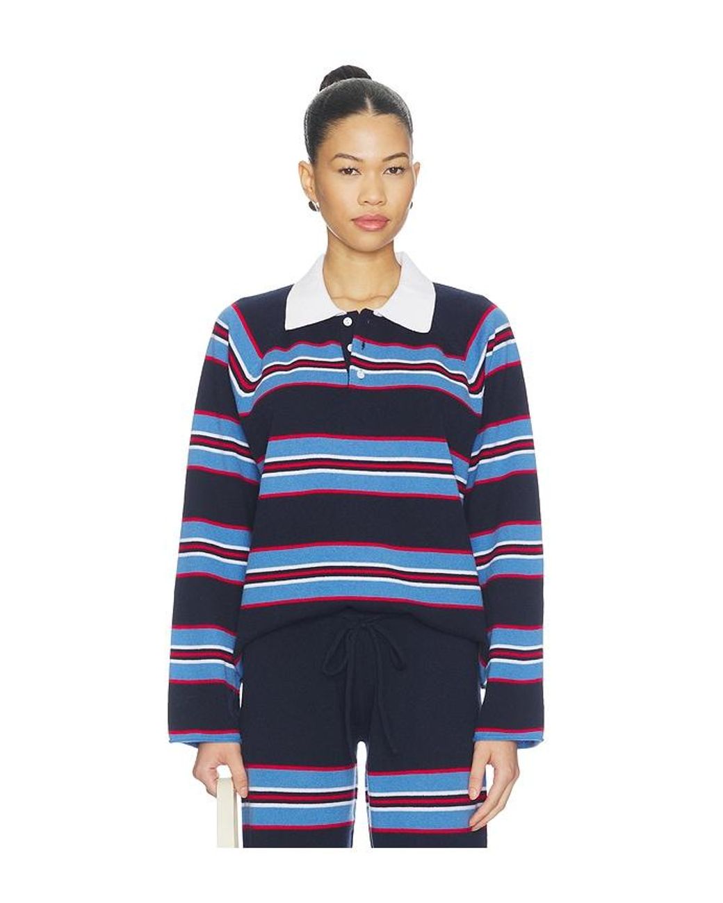 Frankie's Bikinis Blue Benson Collared Rugby Top