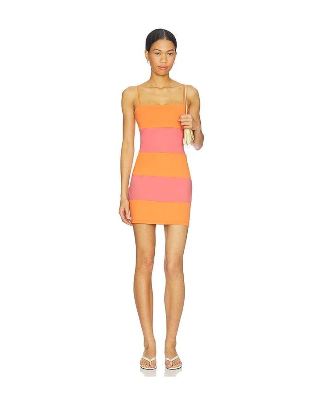 Susana Monaco Orange String Colorblock Mini Dress