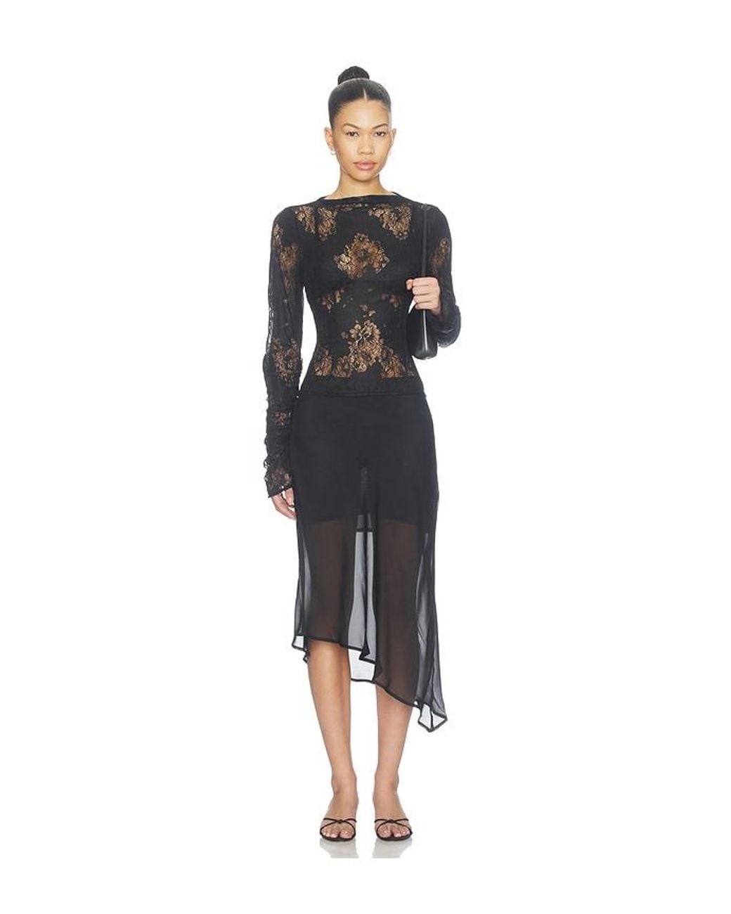 SNDY'S Black Laelia Midi Skirt