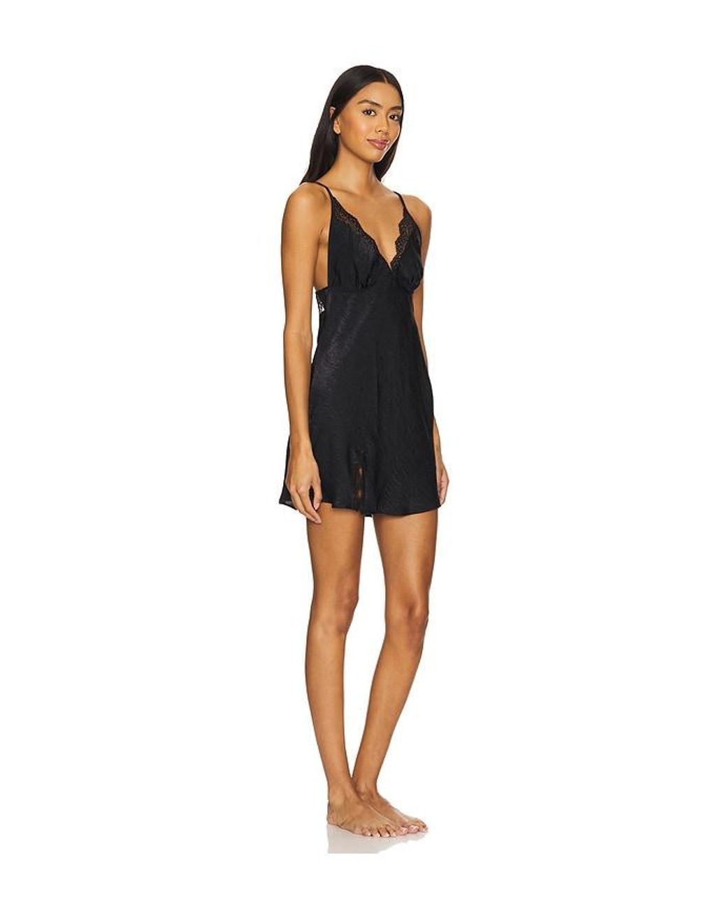 Flora Nikrooz Black Solid Sueded Charm Slip
