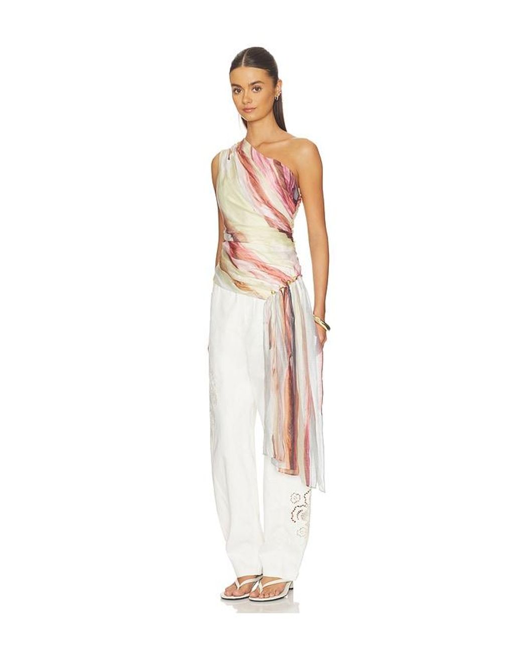 Aje. White Capture One Shoulder Top
