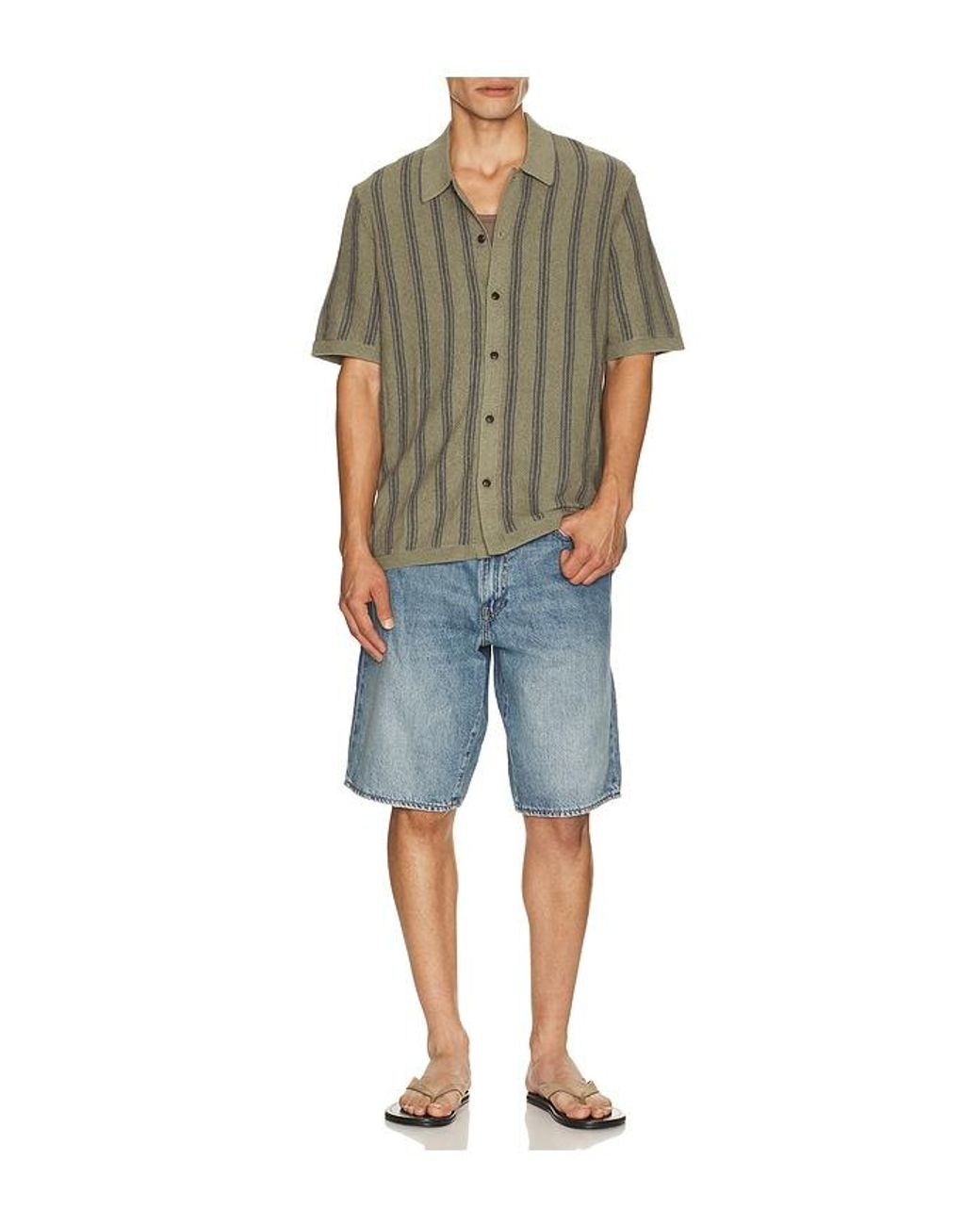 Faherty Brand Green Short Sleeve Knitted Shirt for men