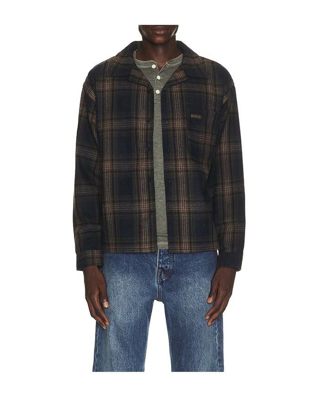 Honor The Gift Black Plaid Flannel Long Sleeve Overshirt for men