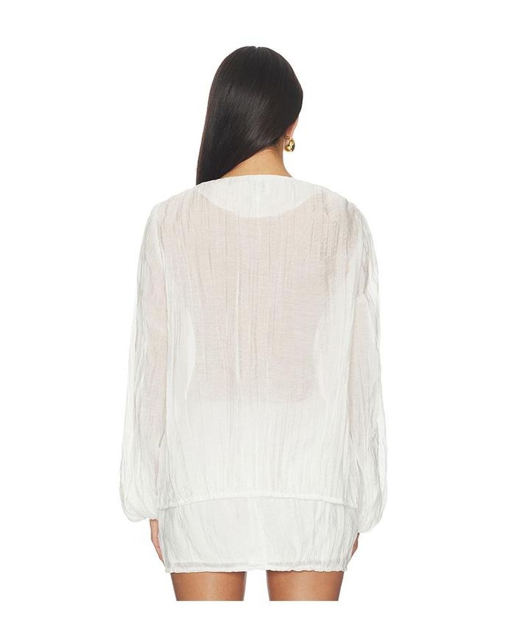 SNDY'S White Brandi Crinkle Tie Top