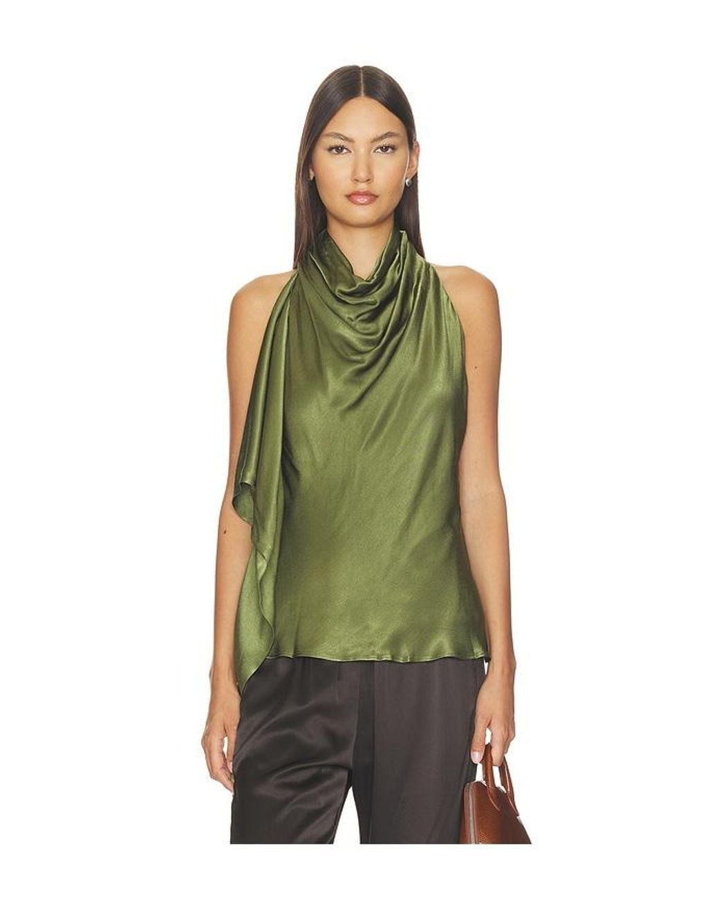 Bardot Green Sierra Drape Front Top
