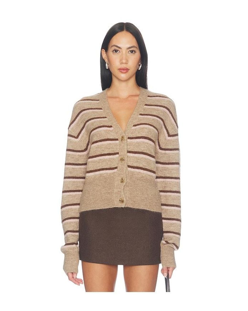 Lovers + Friends Natural Haidee Striped Cardigan