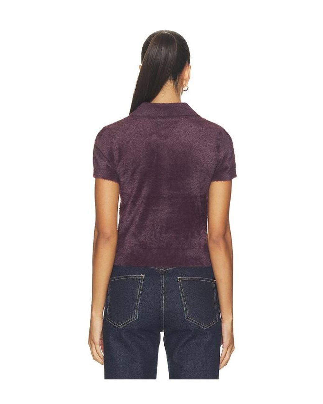 L'Agence Blue 'Agence Cirrus Short Sleeve Crop Polo