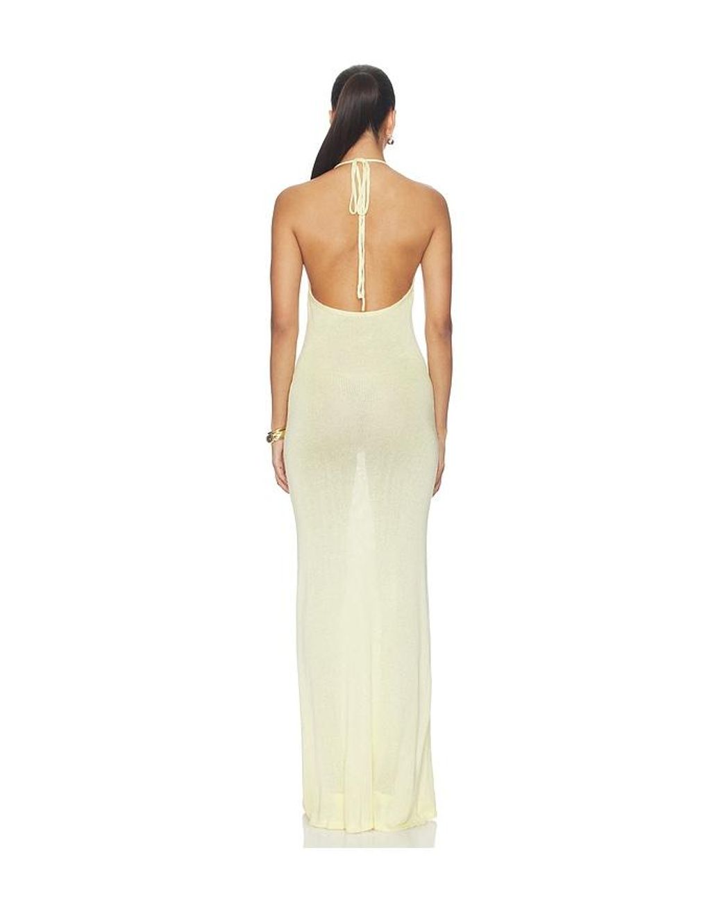 Runaway the Label White Sabrina Halter Knit Maxi Dress