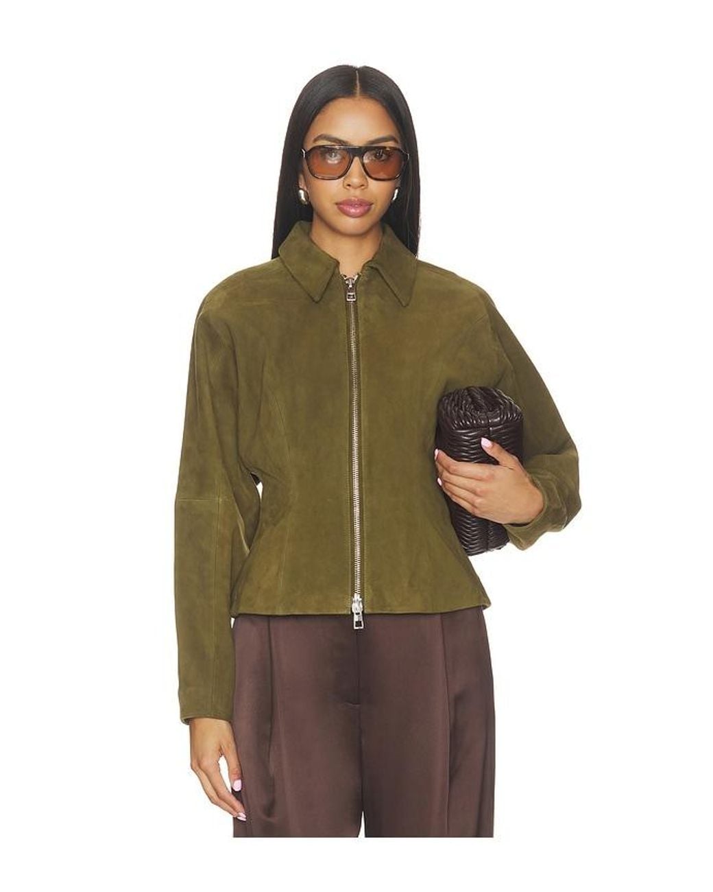 The Sei Brown Fitted Leather Jacket
