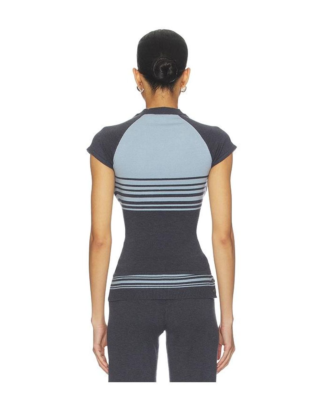 Frankie's Bikinis Blue Shore Cloud Knit Short Sleeve Top