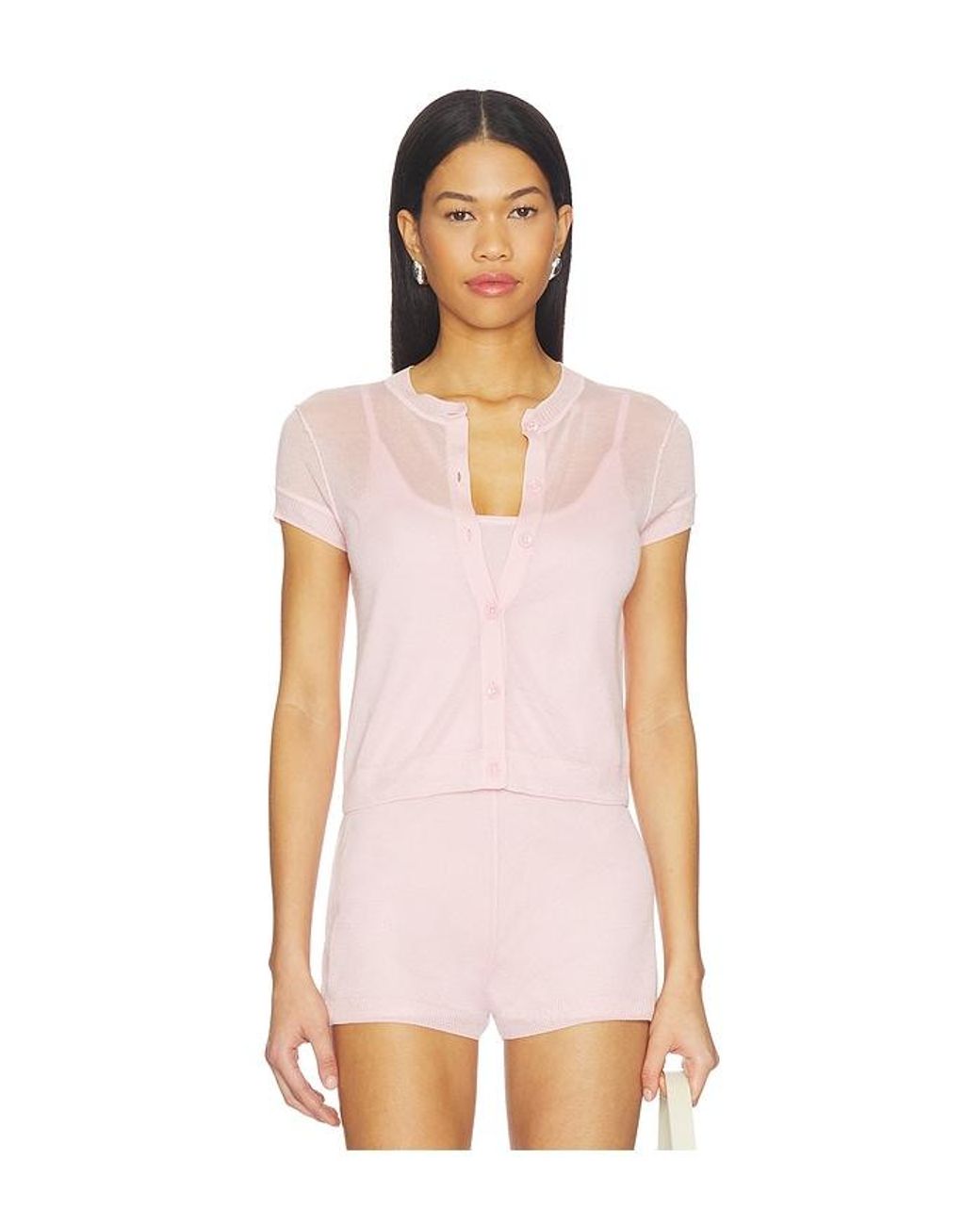 Central Park West Pink Serena Sheer Cardi With Cami Top