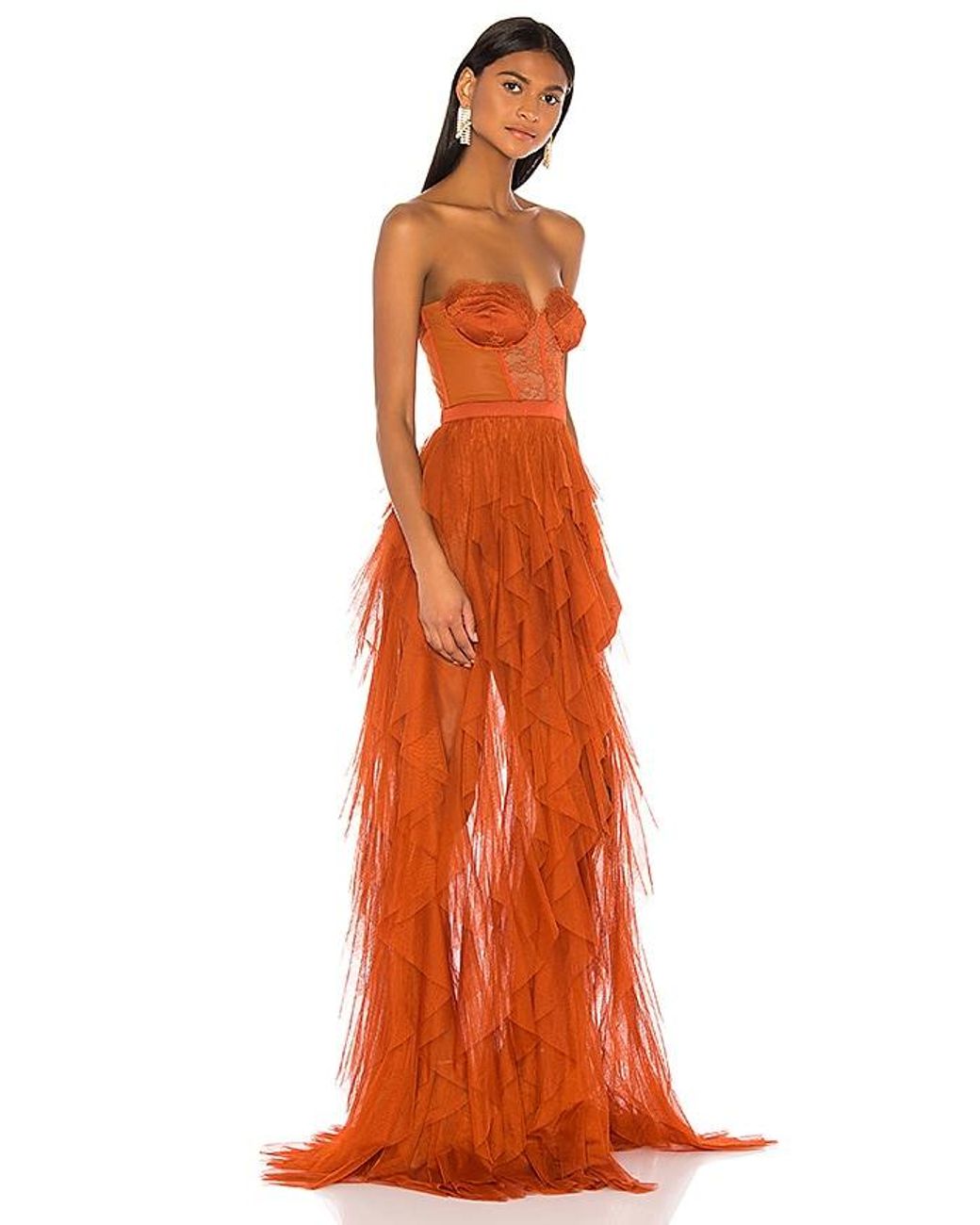 For Love & Lemons Orange X Revolve Bustier Gown