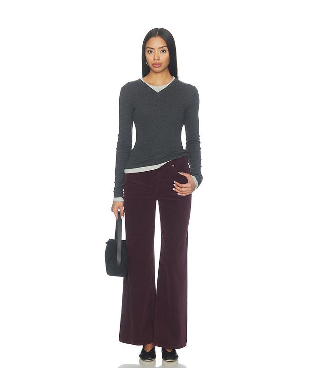 AG Jeans Purple Saige Wide Leg Jeans