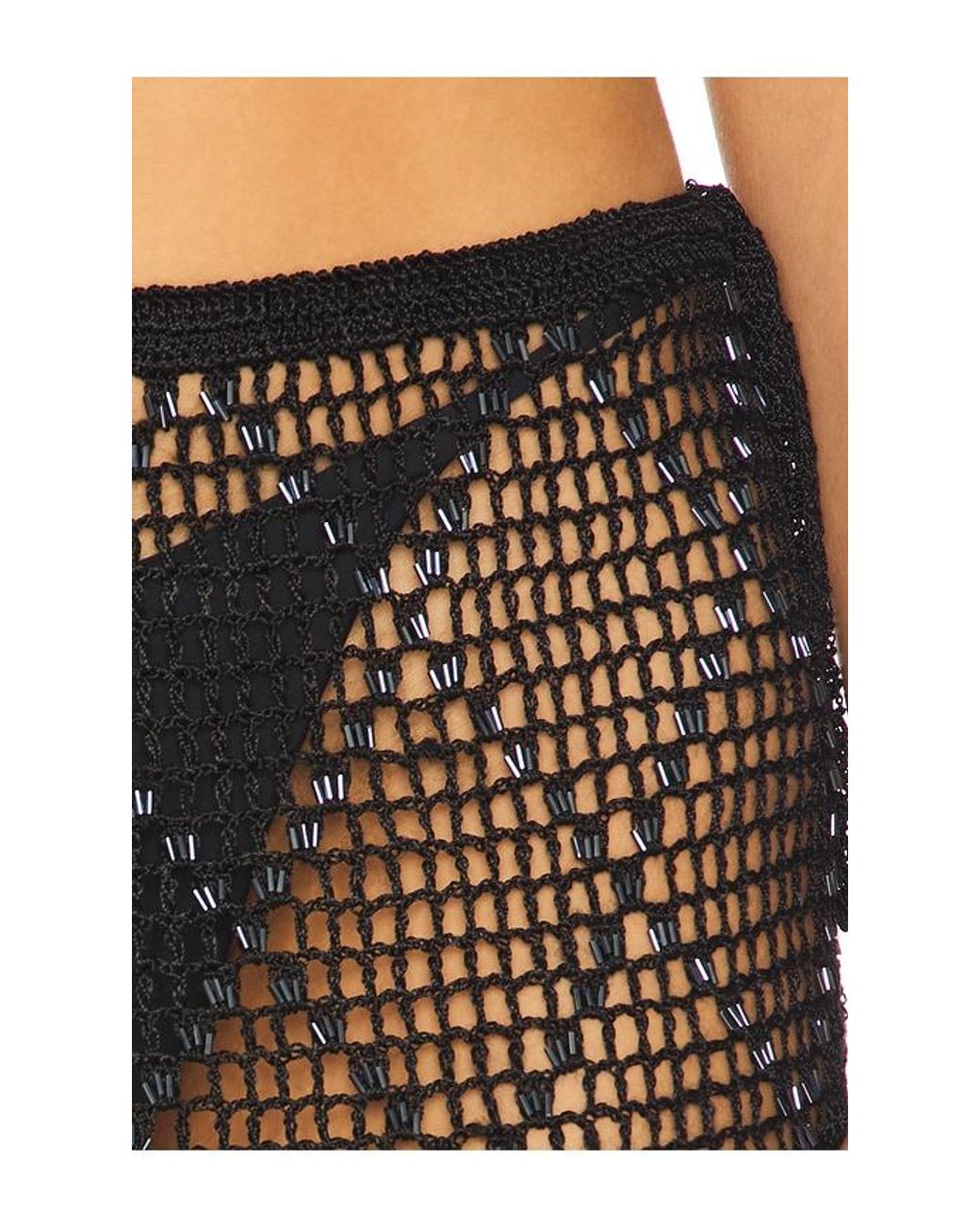 Lovers + Friends Black Breigh Beaded Crochet Mini Skirt