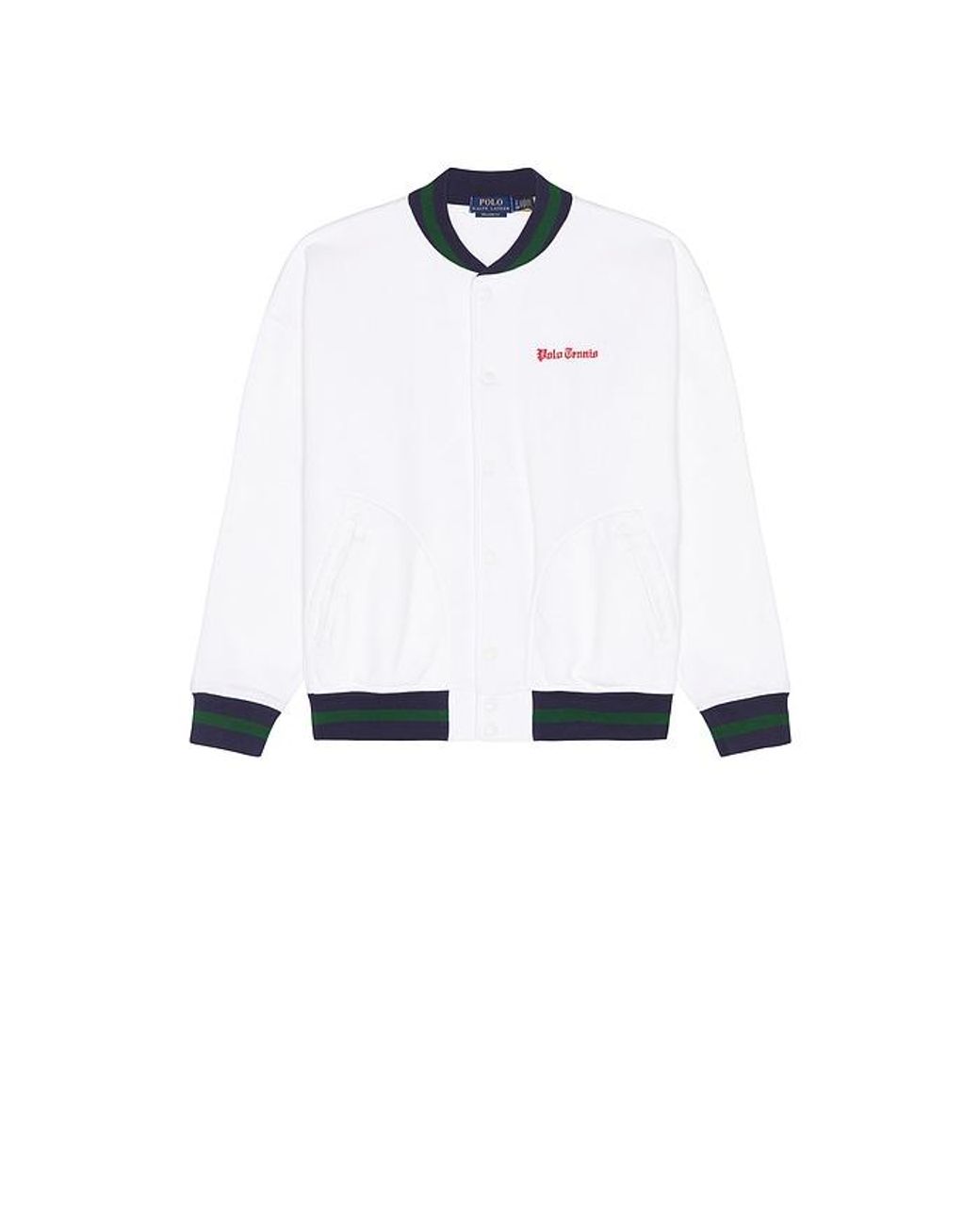 Polo Ralph Lauren White Tennis Baseball Jacket for men