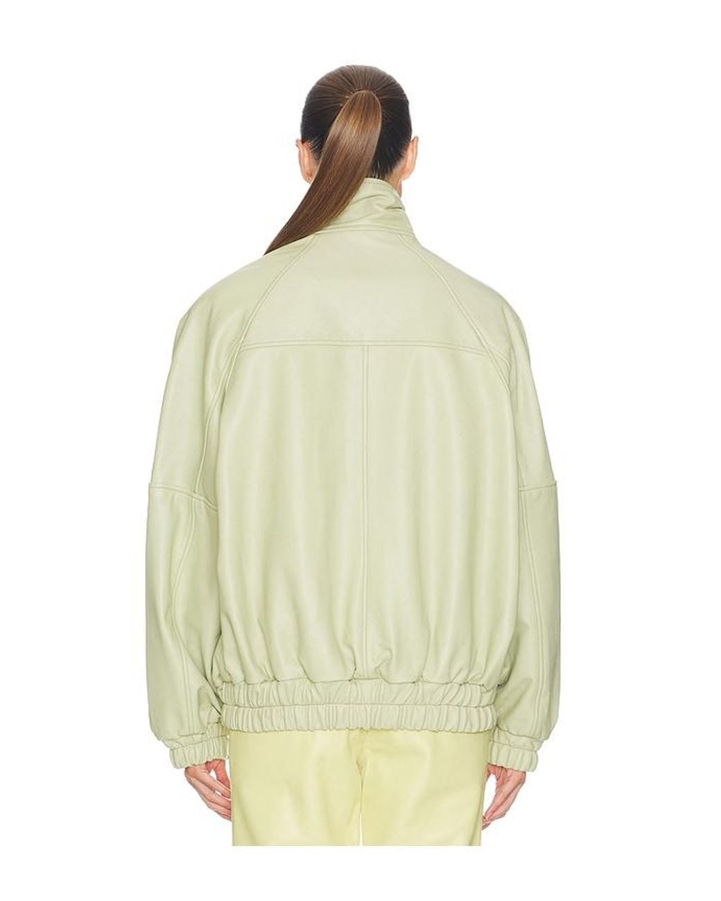 Helsa White The Oversized Leather Bomber