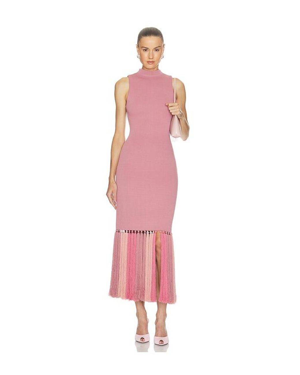Aje. Pink Midikleid, Pompon-Detail Sofyr