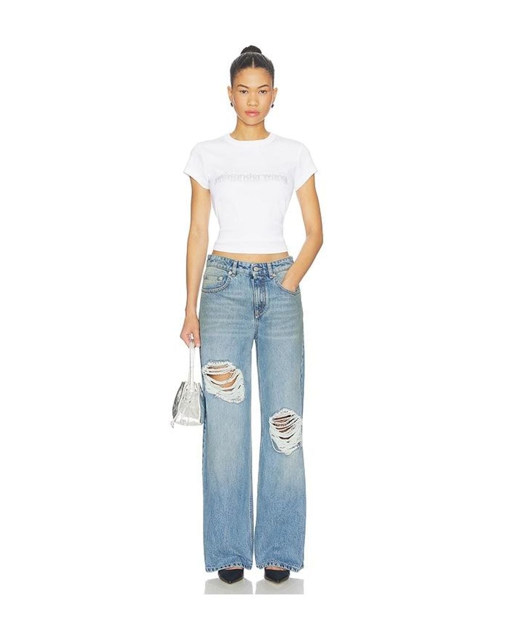 Area Blue Crystal Fray Relaxed Jean