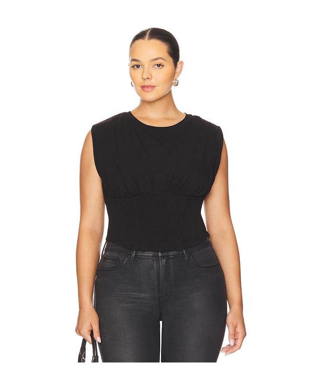 GOOD AMERICAN Black Sleeveless Corset Top