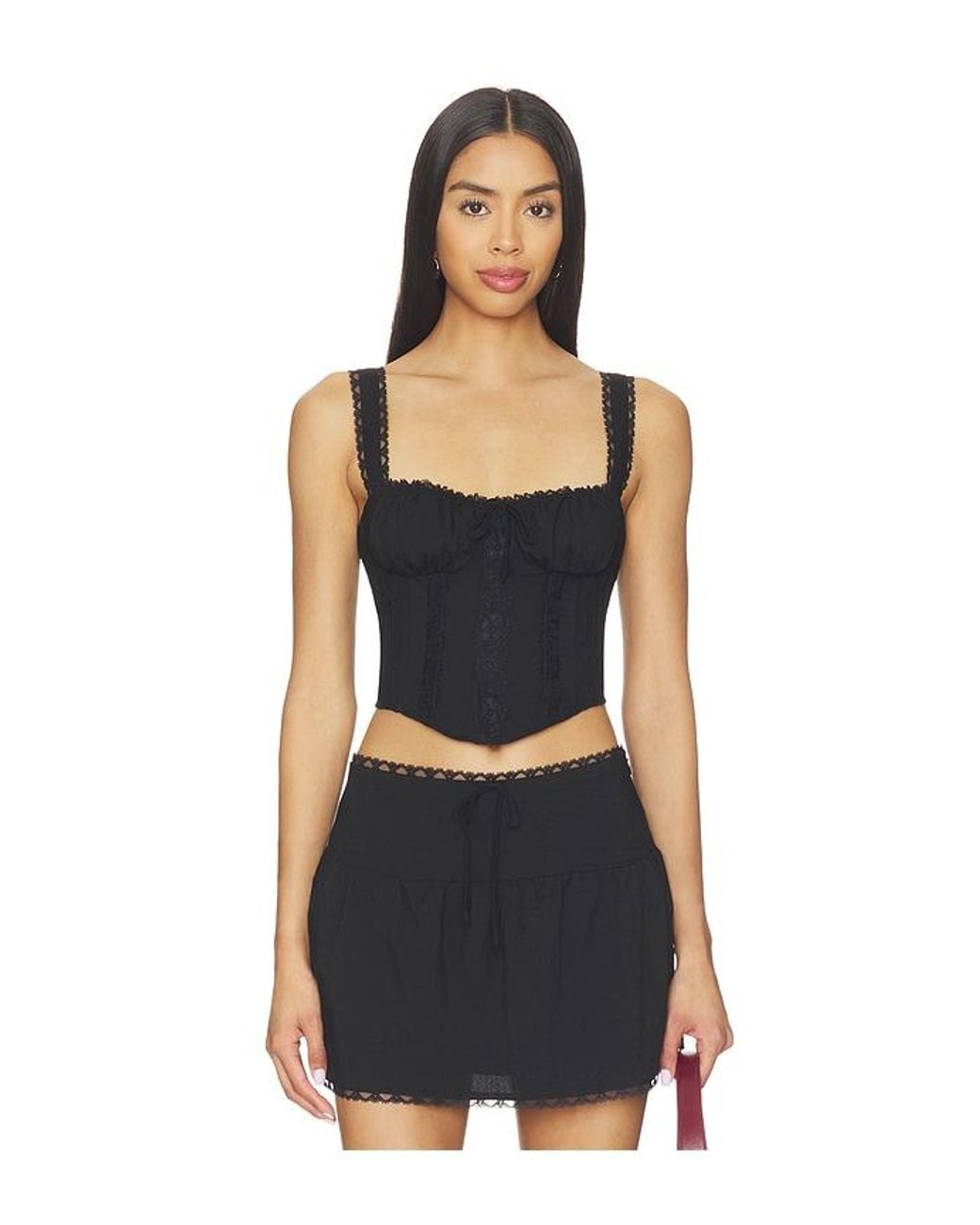 MORE TO COME Black Elaine Corset Top