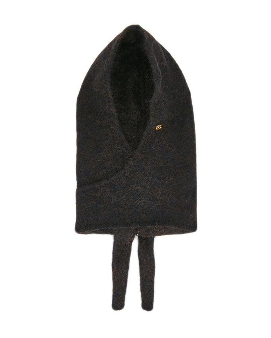 Ganni Black Brushed Mohair Balaclava