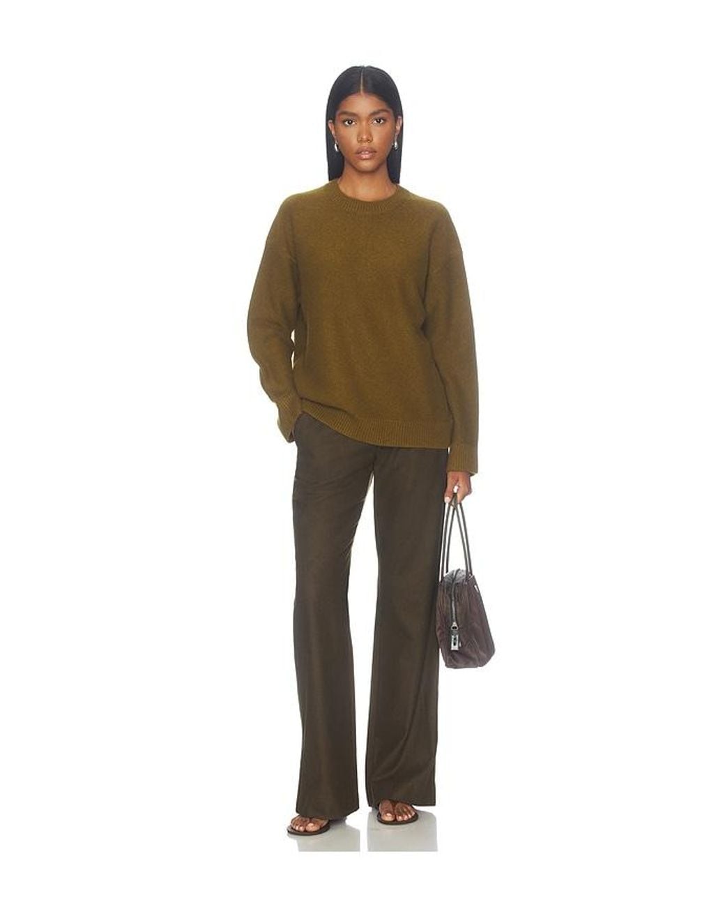 Vince Green Simone Mid Rise Soft Flannel Flare Pant