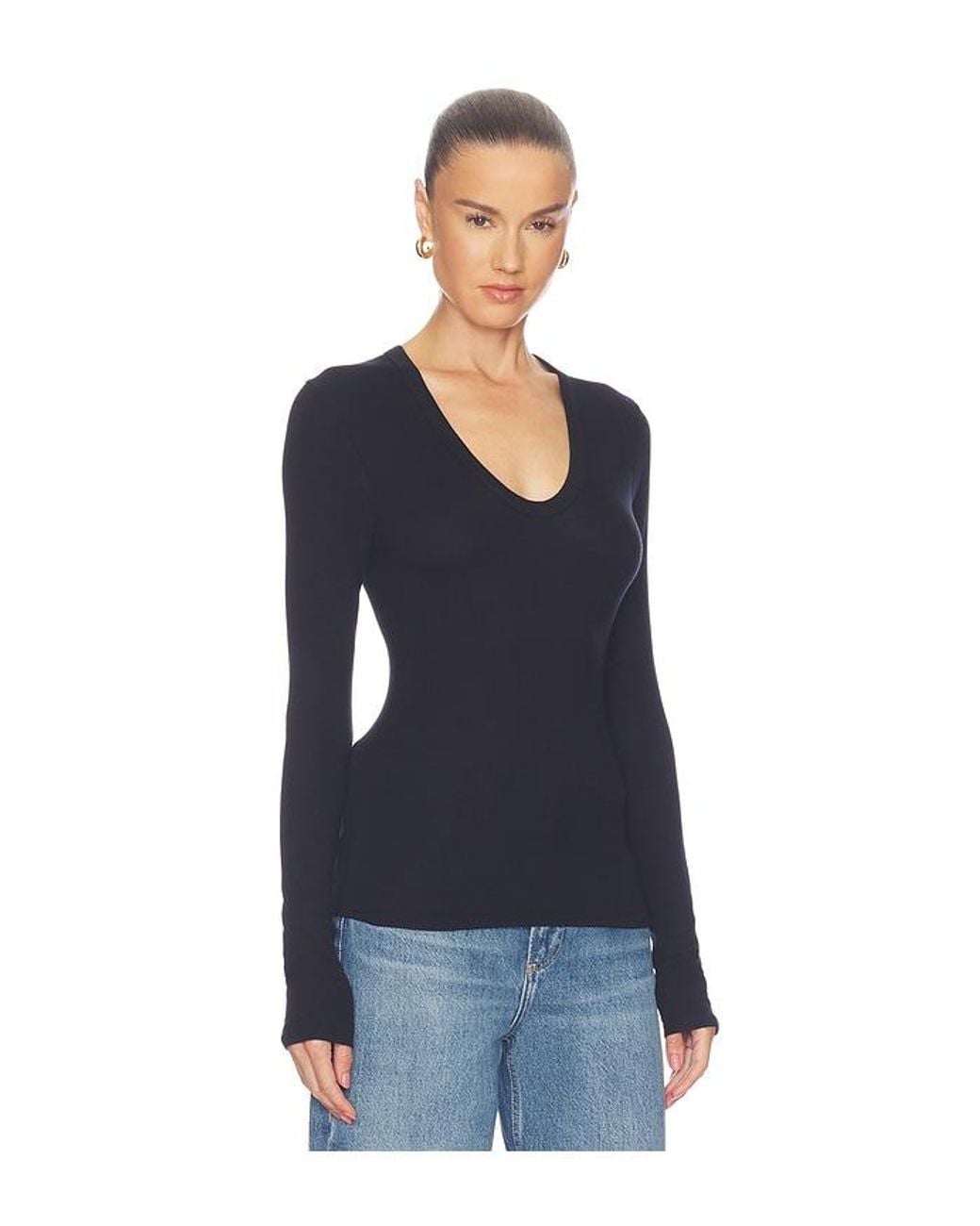Enza Costa Blue Silk Rib Essential U Tee